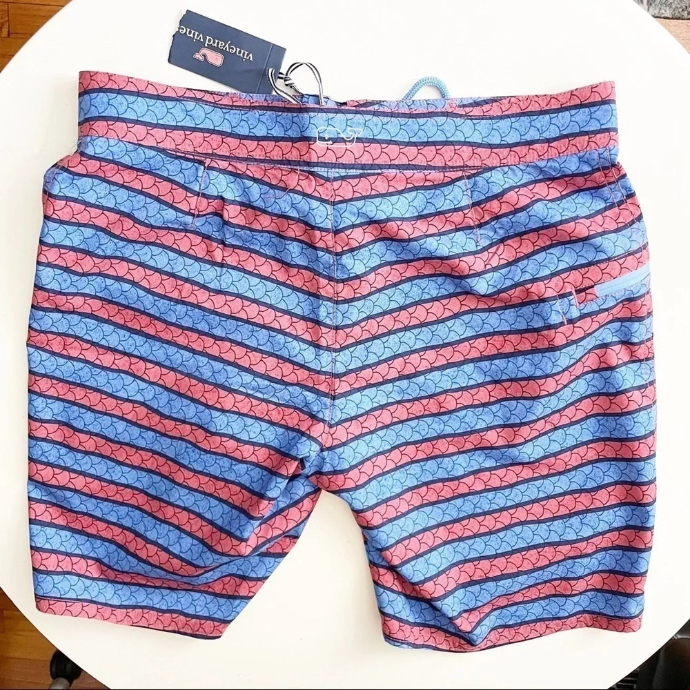 Vineyard Vines Men’s 9” Angler Stripe Board Shorts Waist 32 New